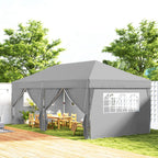 Pavillon ca. 6x3m Stabil Winterfest Pop-up Faltpavillon mit Fenster Reißverschlusstür Seitenteilen UV Schutz