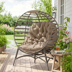 Papasansessel Gartenstuhl Korb-Stuhl mit Kissen oval Loungesessel Korb faltbar 118 x 77 x 139 cm