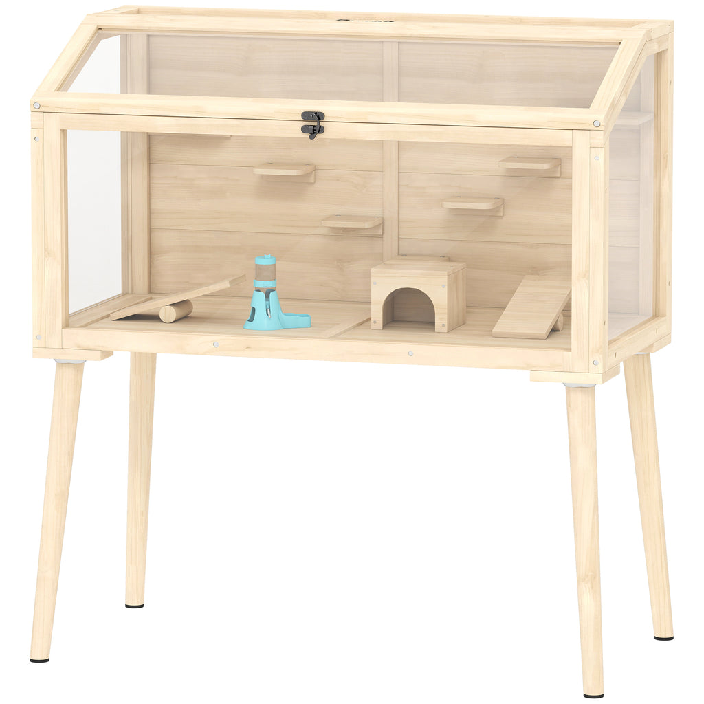Hamsterkäfig, Zwerghamstergehege, Kleintierstall mit Zubehör, Wasserflasche, 110 x 52 x 101 cm, Holz, Kunststoff