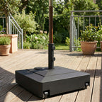 Sonnenschirmständer mit Rädern, Befüllbar mit 61 kg Sand/40 kg Wasser, Für Schirmstangen mit Ø35, 38, 48 mm, Schwarz