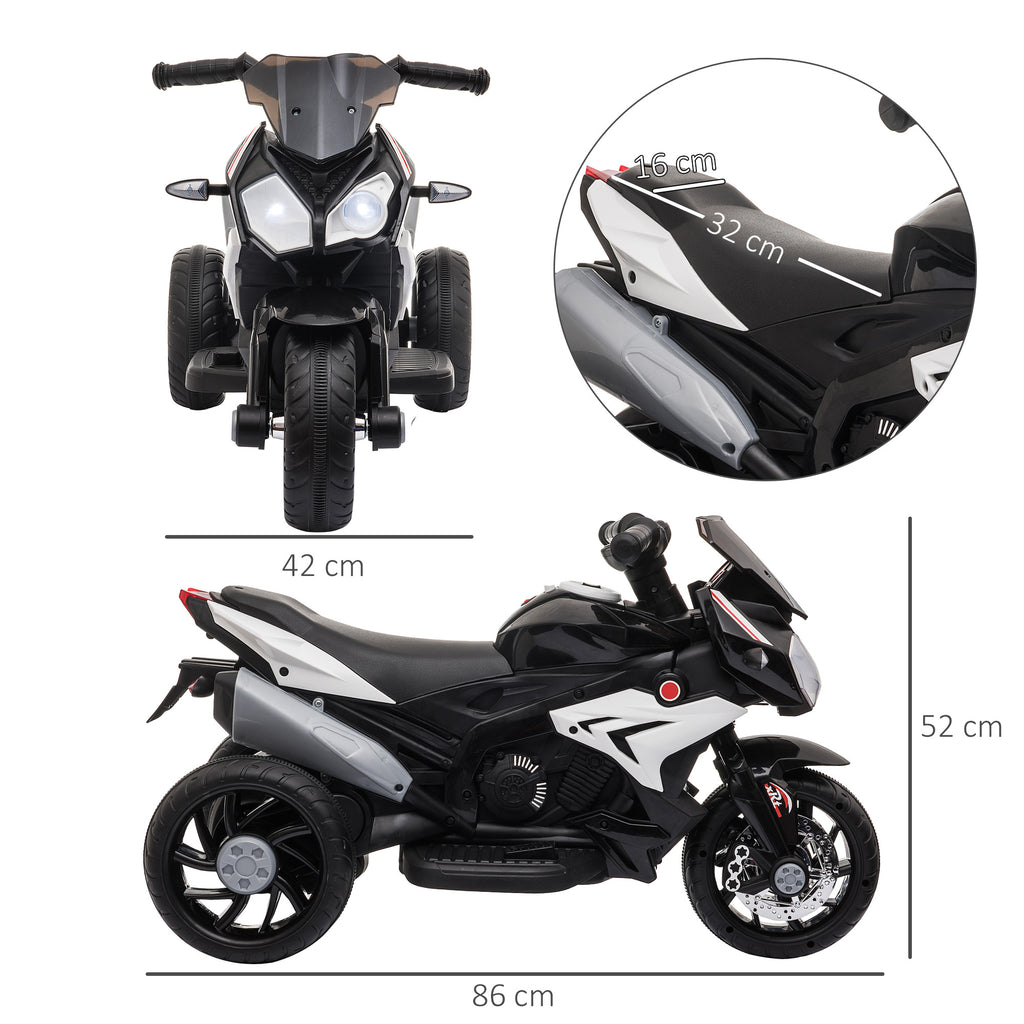 Elektro-Kindermotorrad, Lichter & Ger?usche, 3 km/h, wiederaufladbar, Kunststoff & Metall, Schwarz/Wei?