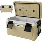42.6L Insulated Cool Box, Lightweight Portable Ice Cooler with Handle, Lid and Drain Valve, Khaki