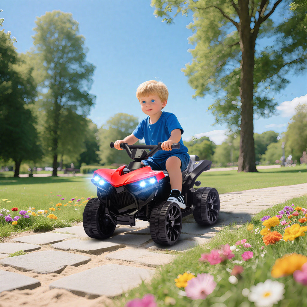 Kinder Quad Elektro 6V Kinderquad mit Vorw?rts-, R¨¹ckw?rtsfunktion, Musik, LED-Scheinwerfer Rot