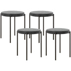 Küchenhocker 4-er Set, stapelbar, Samtoptik, bis 100kg, Stahlrahmen, 41,5 x 41,5 x 46 cm, Dunkelgrau