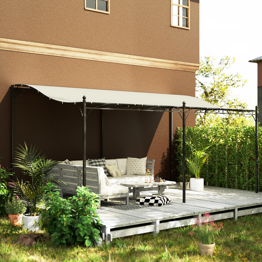 3 x 5 m Pergola, Flexibles Gartendach mit wasserfester Plane und Metallrahmen, Schattenspender, Cremeweiß