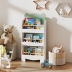 Bücherregal Kinder, 3-stufiges Kinderregal mit Bärenthema für Bücher Spielzeug Kinderzimmer, 55 x 15 x 110 cm, Grün