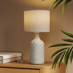 Tischlampe Tischleuchte Vintage Keramiksockel Sandfarben+Beige