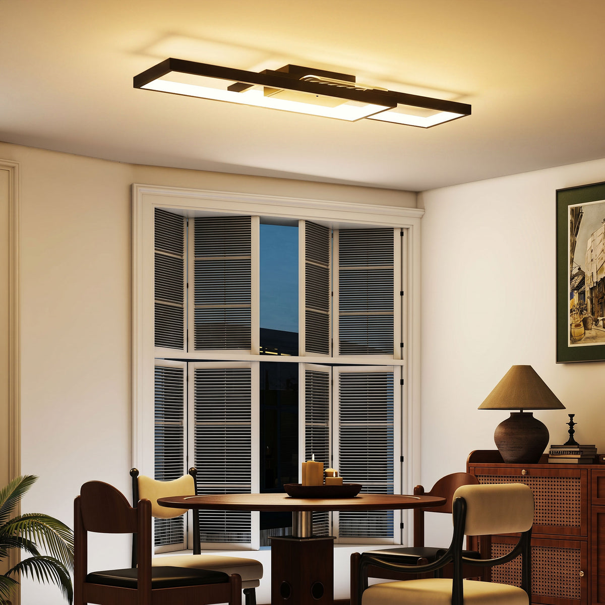 Deckenleuchte LED 43W 4600LM 3000-6000K dimmbare Deckenlampe Flach mit Fernbedienung Wandschalter 70 x 30 x 7 cm Schwarz