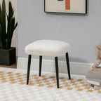 Hocker, Sitzhocker, Kaschmir-Optik, Fußhocker, Creme-Weiß