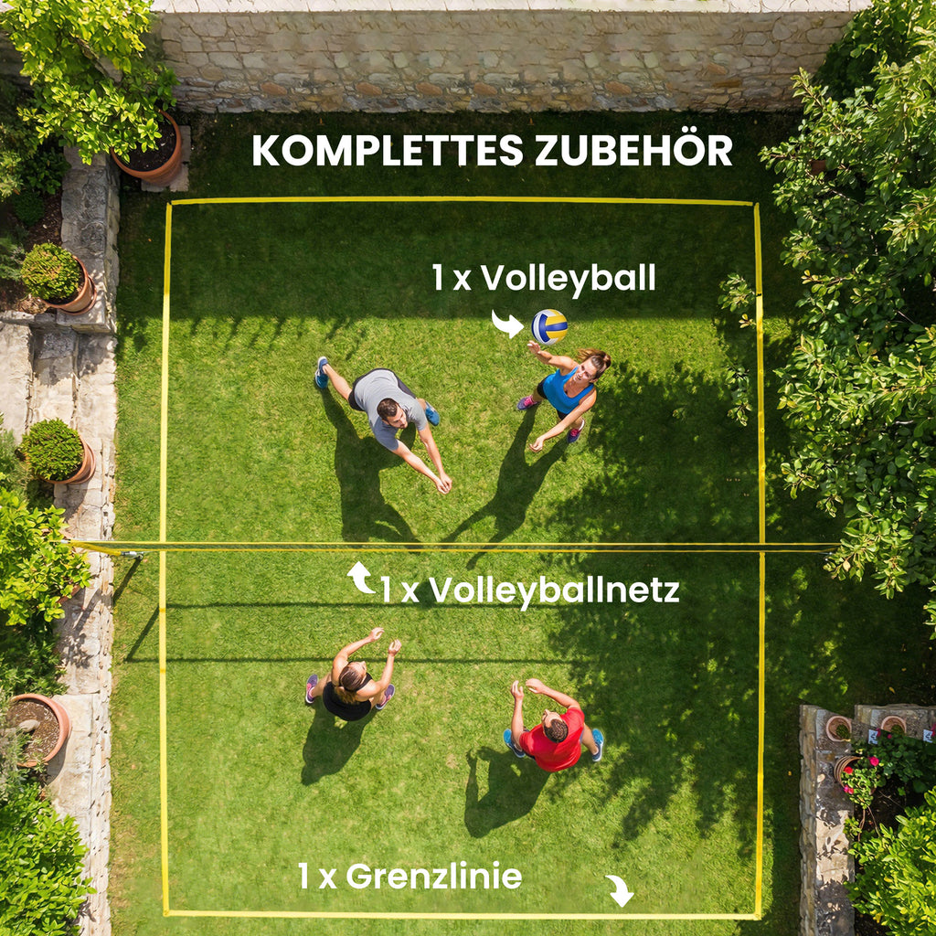 Volleyballnetz Set mit höhenverstellbaren Stahlpfosten, Tragbar