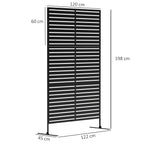 Decorative Privacy Fence Screen, Metal Outdoor Privacy Screen Climbing Plant Trellis with Stand, 122 x 198 cm, Black