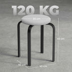 Stapelhocker Set mit 4 Stück, Moderne Gepolsterte Runde Hocker ohne Rückenlehne für Küche, Esszimmer, Grau