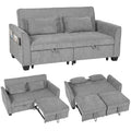 2-Sitzer-Schlafsofa, 4-in-1 L-förmiges Ausziehsofa mit verstellbarer Rückenlehne und Seitentaschen, Grau