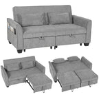 2-Sitzer-Schlafsofa, 4-in-1 L-förmiges Ausziehsofa mit verstellbarer Rückenlehne und Seitentaschen, Grau