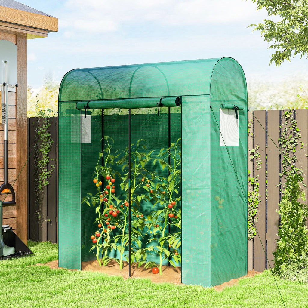 Tomatengewächshaus Foliengewächshaus mit Rolltor Netzfenster Bogendach 170 x 68 x 200 cm Grün