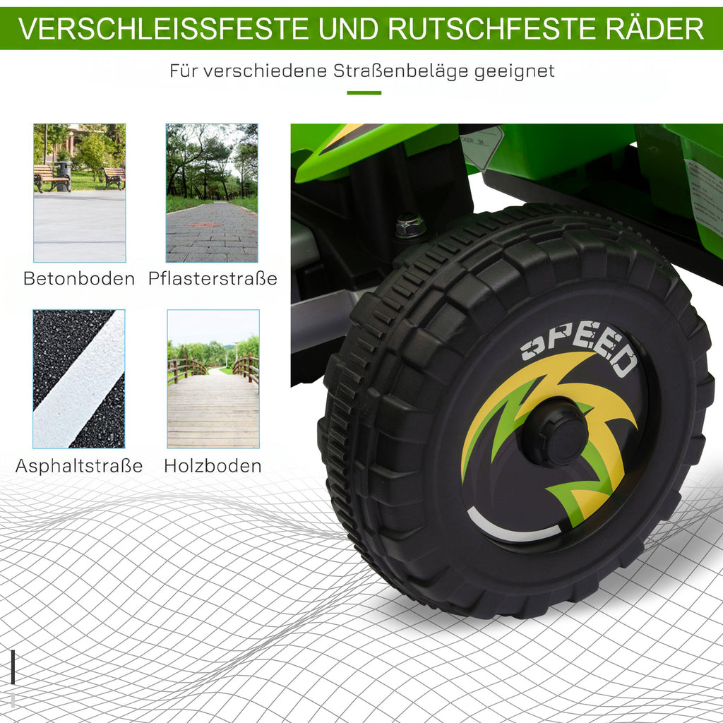 Kinder Quad Elektro 6V Kinderquad mit Vorwärts-, Rückwärtsfunktion für Kinder 1,5-3 Jahre bis 20 kg Grün
