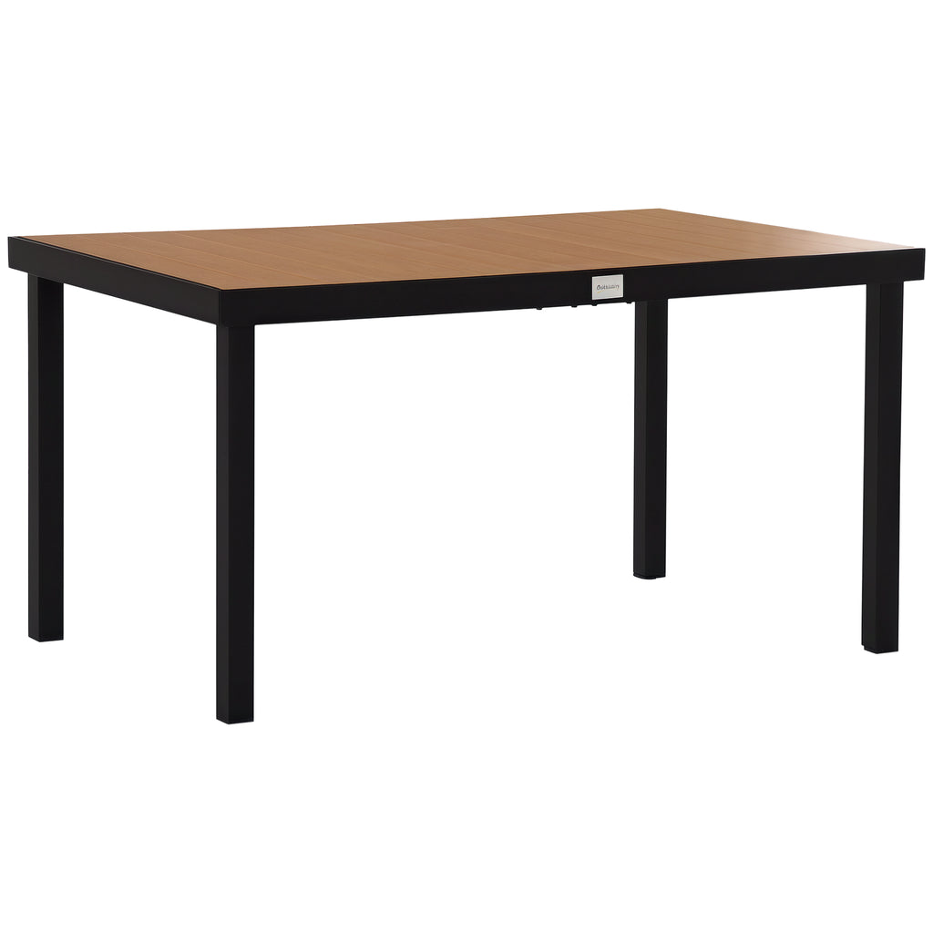 Gartentisch für 6 Personen Esstisch Aluminiumtisch Gartenmöbel Loungemöbel pflegeleicht Kunststoff Natur+Schwarz 140 x 90 x 74 cm