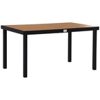 Gartentisch für 6 Personen Esstisch Aluminiumtisch Gartenmöbel Loungemöbel pflegeleicht Kunststoff Natur+Schwarz 140 x 90 x 74 cm