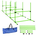 Agility Set Hunde 4-teiliges höhenverstellbar Agility-Ausrüstung mit 4 Hürden Tragetasche 99 x 65 x 94 cm Grün