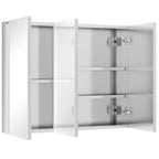 Spiegelschrank, Badschrank, 3 Spiegelt¨¹ren, 5 Innenb?den, Edelstahl, Farbe: Silber, 70 x 12 x 55 cm