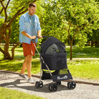 3 In 1 Detachable Pet Stroller, for Extra Small and Small Dogs - Black