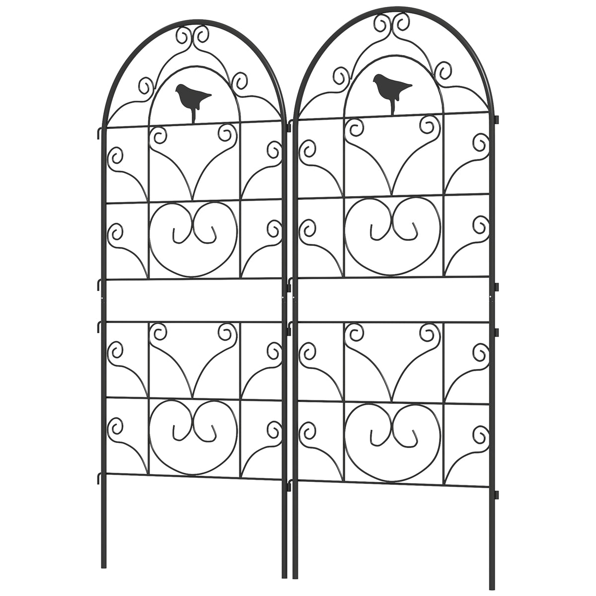 Rankgitter Metall 2er Set zum Stecken rostfrei Rankhilfe mit Vogeldesign f¨¹r Kletterpflanzen 50x120 cm Schwarz