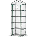  5 Tier Mini Greenhouse, Portable Greenhouse with Reinforced Plastic Cover, Garden Grow House with Roll Up Door and Shelves, 69 x 49 x 193cm, Green