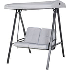 Two-Seater Garden Swing Bench, with Adjustable Canopy - Light Grey