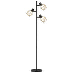 3-Licht-Stehlampe mit flexiblen Leuchtelementen, baumähnliche Struktur, für Wohnzimmer und Schlafzimmer, Metall, Schwarz