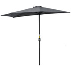 3(m) Half Parasol, Semi Round Umbrella with Metal Frame, Crank Handle for Balcony, Garden, Grey