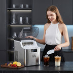 Eisw¨¹rfelmaschine Eisw¨¹rfelspender Ice-Maker 20kg/24h 2,3L Eisw¨¹rfelbereiter mit 3,2 L Wassertank, Silber