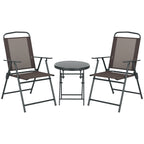 Three-Piece Garden Seat Set, with Glass-Top Table - Brown