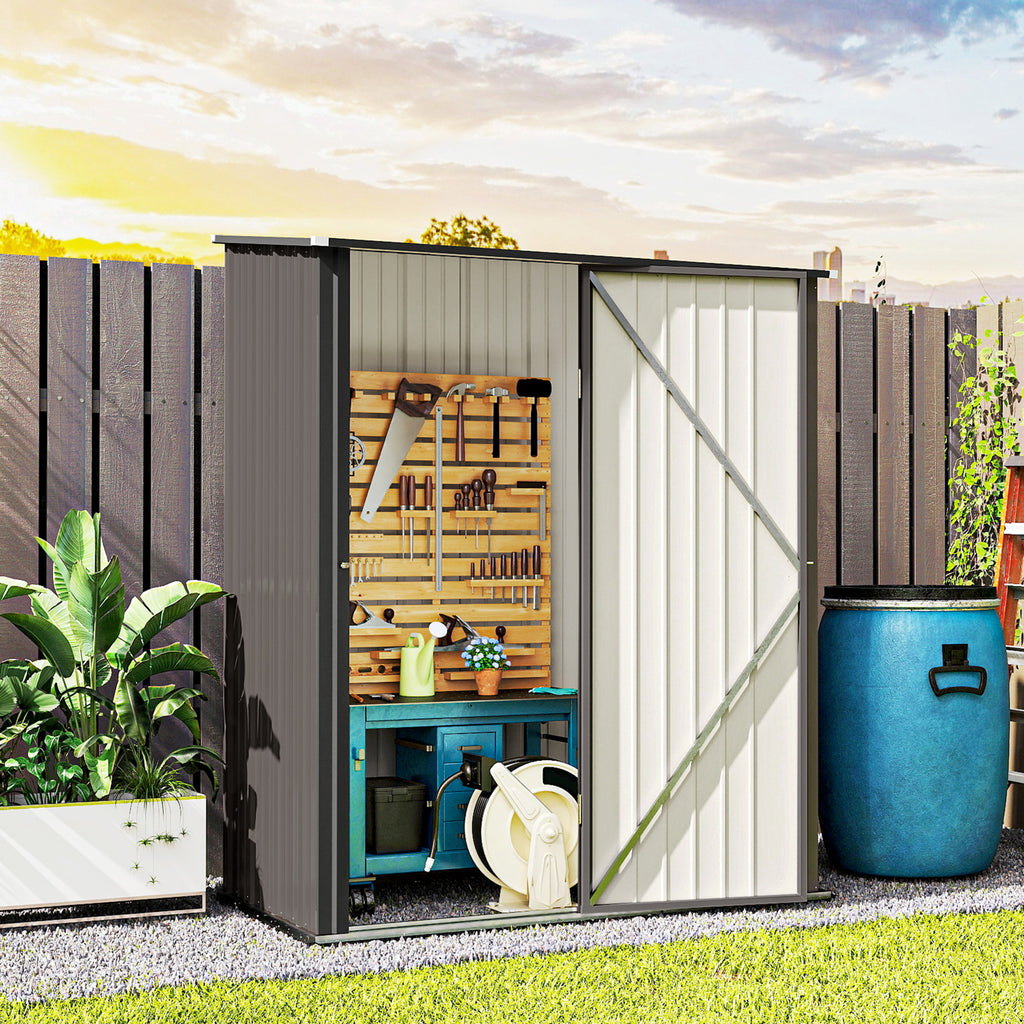 5.3 x 3.1ft Corrugated Steel Garden Shed - Light Grey