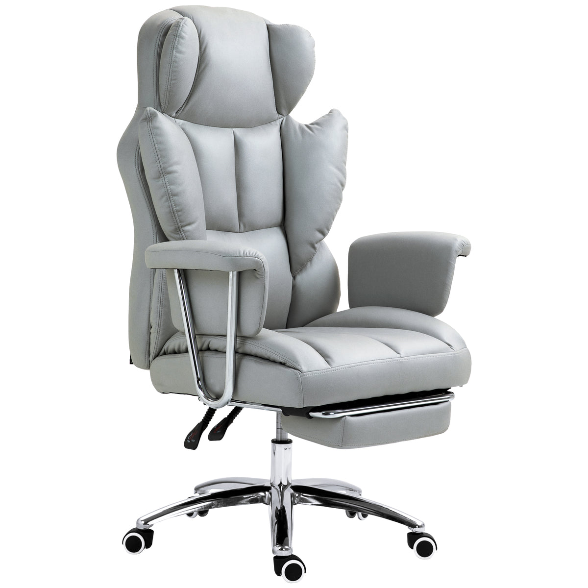 Ergonomischer B¨¹rostuhl, gepolstert, mit Fu?st¨¹tze, verstellbarer Lehne, 360¡ã drehbar, Hellgrau