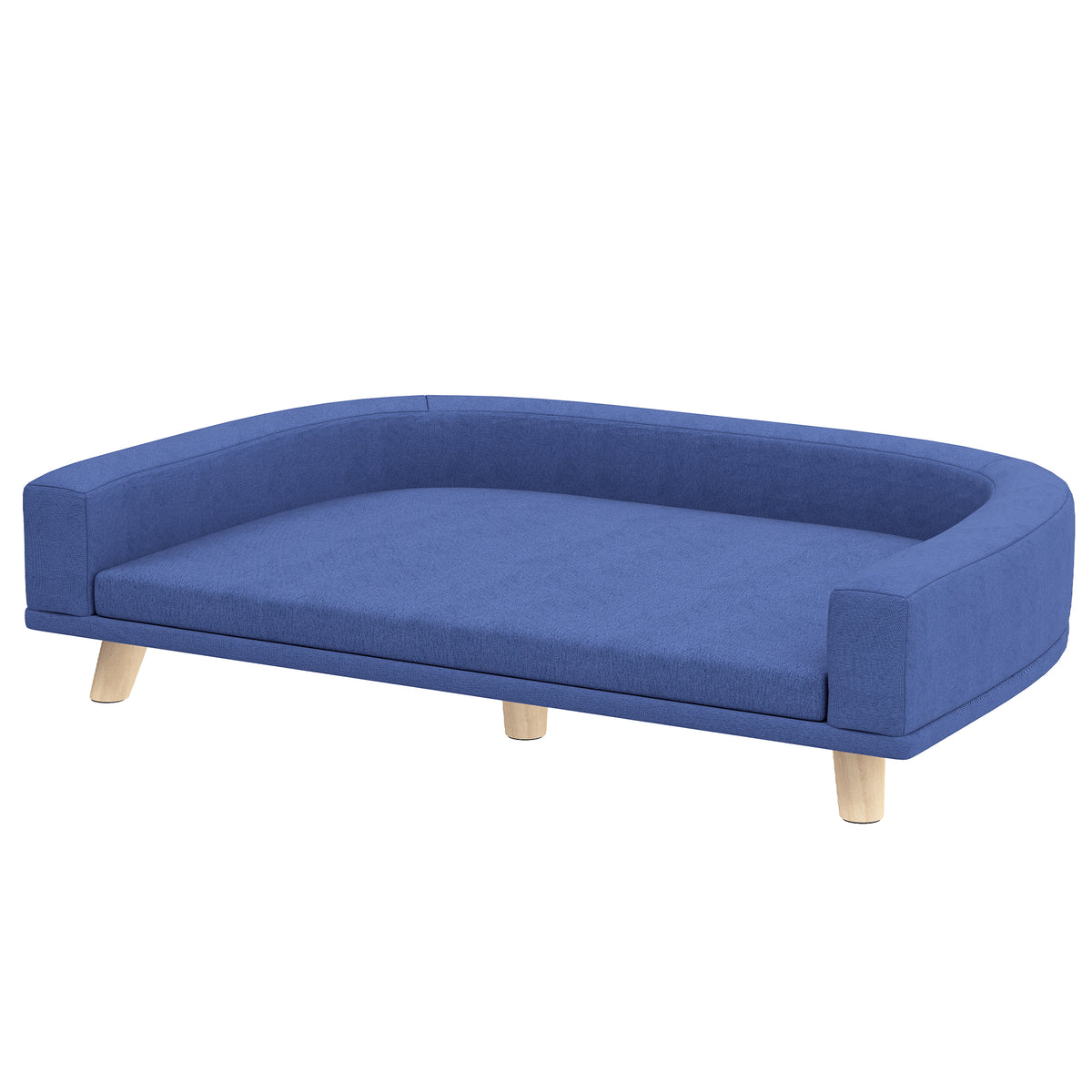 Hundebett Hundesofa Haustiersofa, Eukolyptusholz, 98 x 67 x 25 cm, Blau