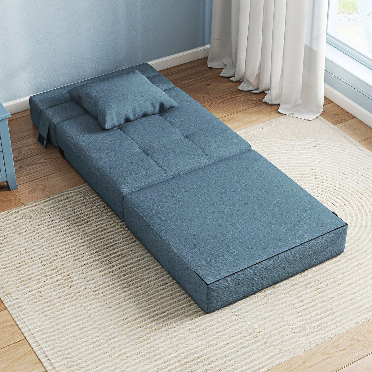 Schlafsessel Relaxsessel Gästebett. abnehmbarer Bezug, 70 cm x 70 cm x 61 cm, Dunkelblau