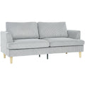 3-Sitzer-Sofa, Couch mit Armlehnen Gepolstert Polstersofa mit Kordoptik für Wohnzimmer Hellgrau