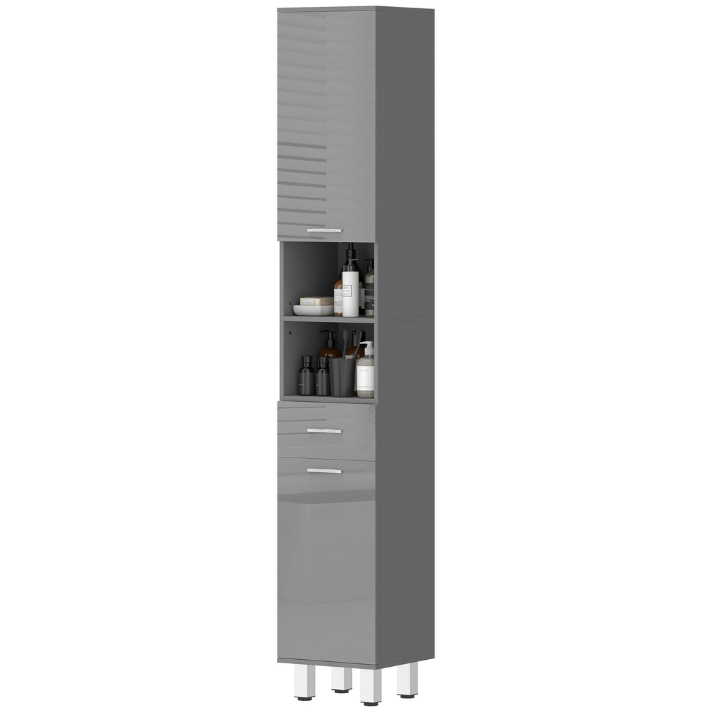 Badezimmerschrank, Badkommode, mit Regalen und Schublade, verstellbar, Grau