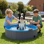 Foldable Dog Pool for Puppies and Ducks Dog Paddling Pool Bath Tub, Dark Grey, 120 x 30cm