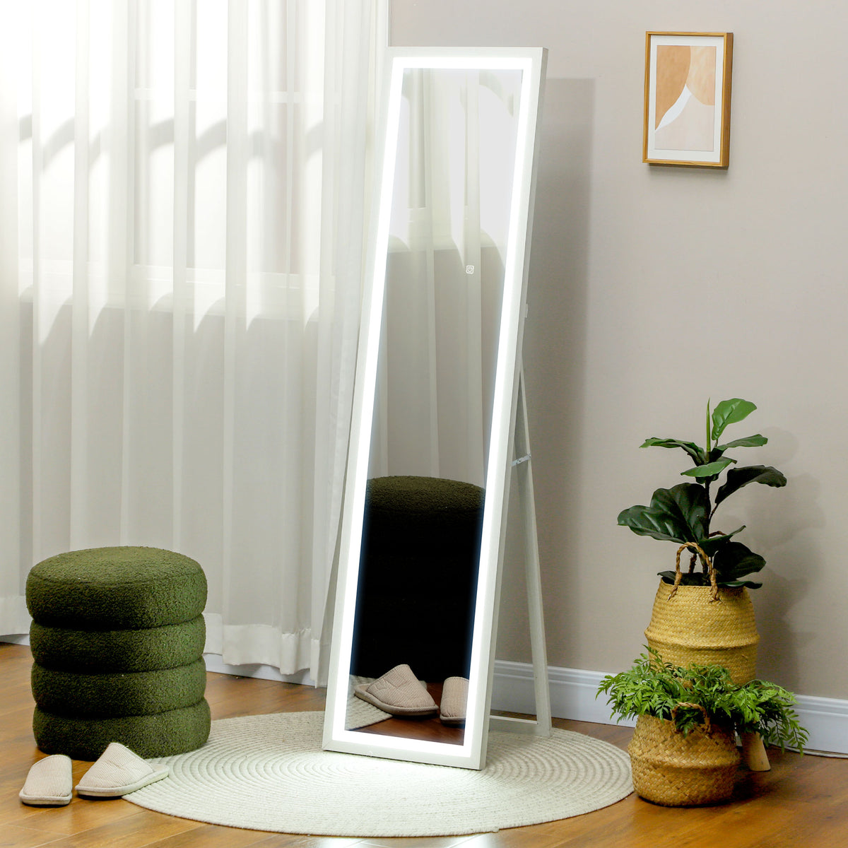 Ganzk?rperspiegel, 40x160 cm, LED-Beleuchtung, Touch-Steuerung, dimmbar, 3 Farben, Wei?