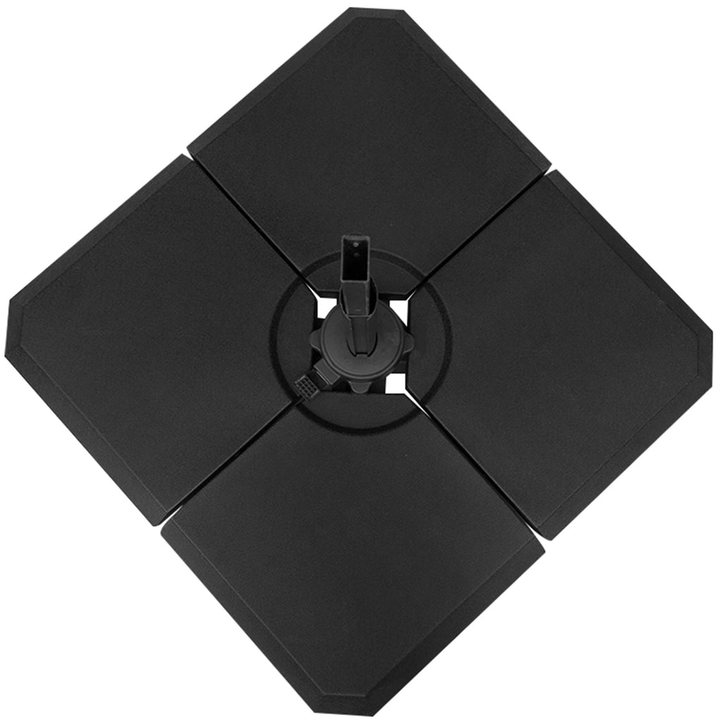 Set of 4 Parasol Base Stand Weights for Cantilever Parasols, Water and Sand Filled, Up to 120kg, Black