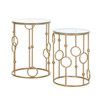 Nesting Round Coffee Table Set of 2 - Gold Tone