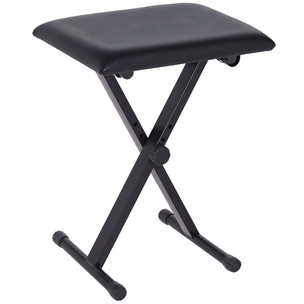 Foldable Keyboard Stool Padded Seat X Frame Chair Adjustable Height Piano Bench Black