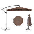 2.45m Overhanging Cantilever Parasol, with Cross Base - Brown