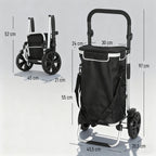 3-in-1 Einkaufstrolley klappbar mit 40L Kapazit?t belastbar Trolley bis 25kg mit K¨¹hlfach Schwarz