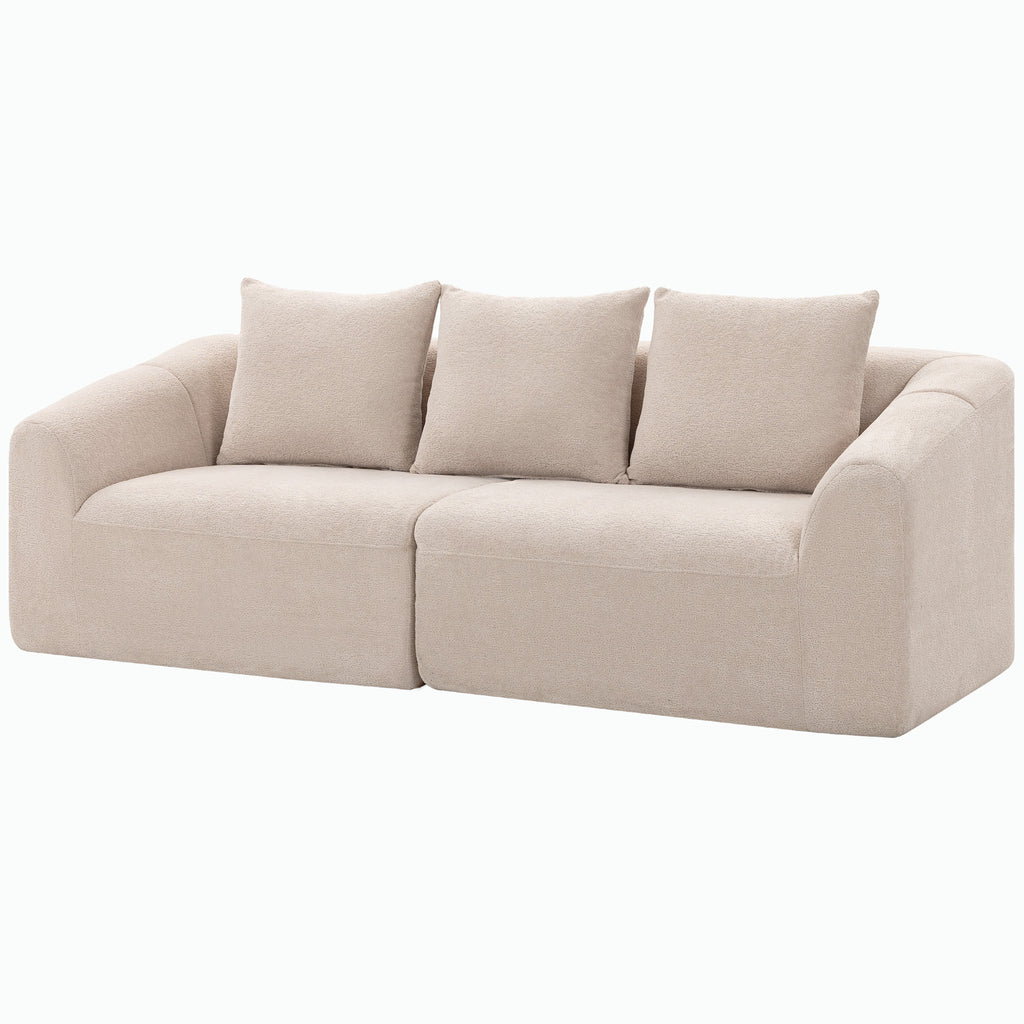 3-Sitzer Sofa, Chenille Cloud Couch ohne Rahmen, dicke Federkernpolsterung, extra breite Sitzfläche, 3 Kissen, Beige