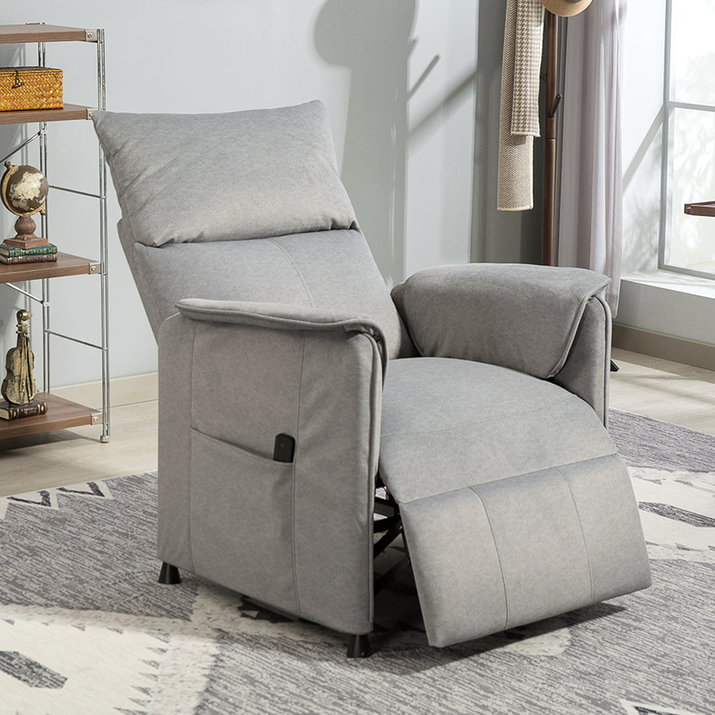 Relaxsessel mit leisem Motor, Polstersessel mit robusten Stoffbezug, Memory-Funktion, anpassbare Fußstütze, Grau
