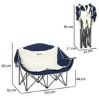 Faltstuhl faltbar 2 Sitzer Campingstuhl mit Getränkehalter Tragetasche bis 250kg belastbar Blau