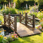 Holzbrücke mit Geländer Gartenbrücke aus Tannenholz Teichbrücke mit Antik-Optik, begehbar 174 x 78 x 57,5 cm Verkohlt