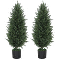 2er-Set K¨¹nstliche Zypressen, Kunstb?ume mit 831 Bl?ttern, mit Zementtopf, UV-best?ndig, Kunstpflanze, 90 cm, Gr¨¹n